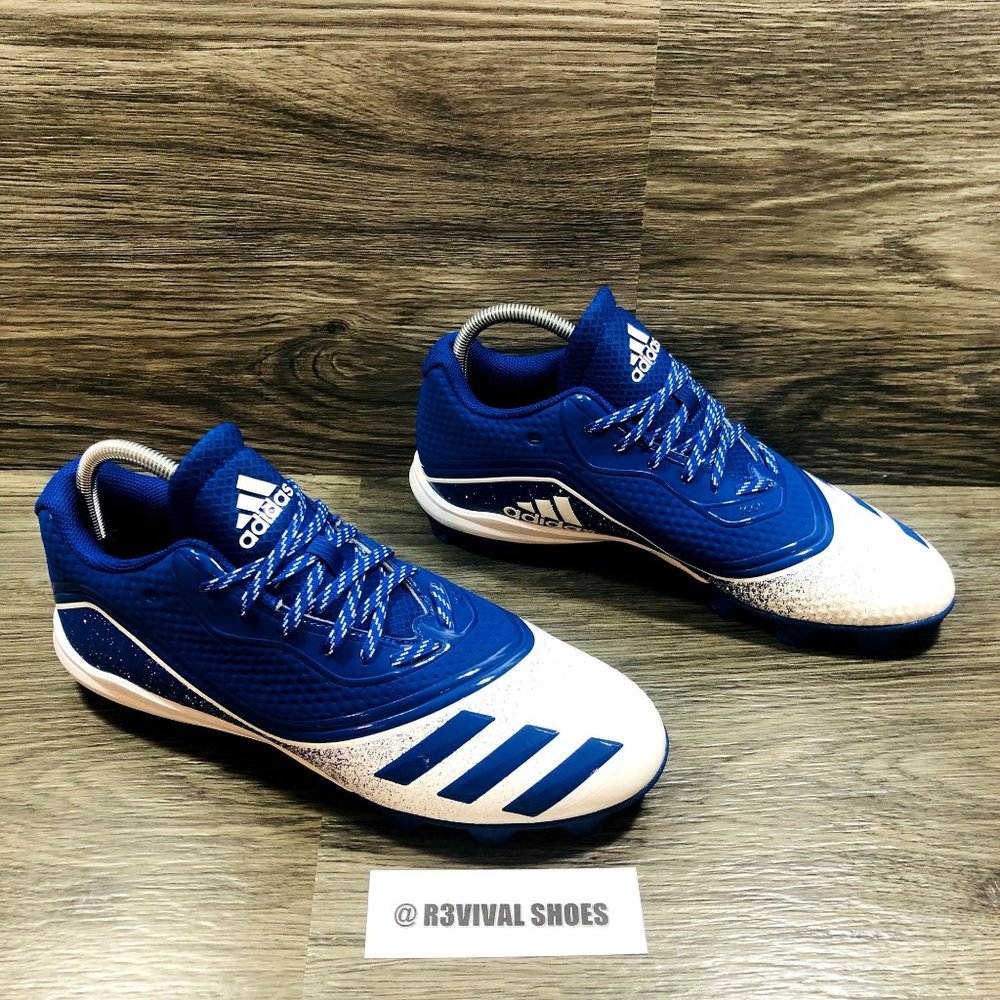NWOB Adidas Men's Icon V Bounce Royal/White Baseball Cleats- Sz 10.5